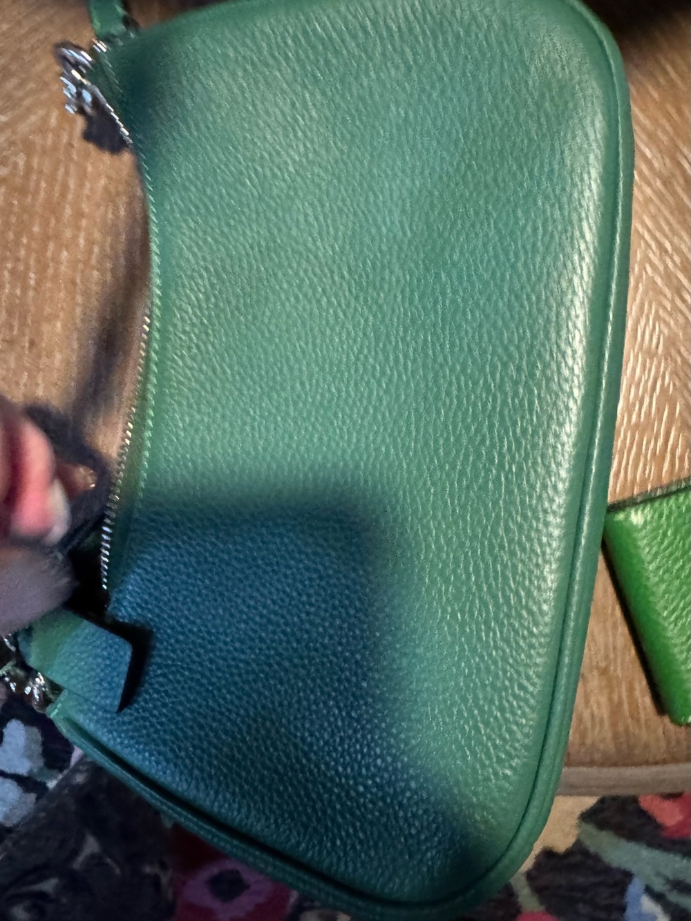 Coach Forest Green Pebbled Leather Shoulder Bag with Silver Hardware. 10”x 6” - Picture 3 of 3